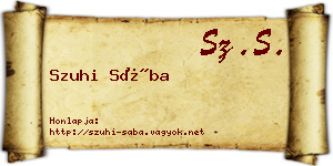Szuhi Sába névjegykártya